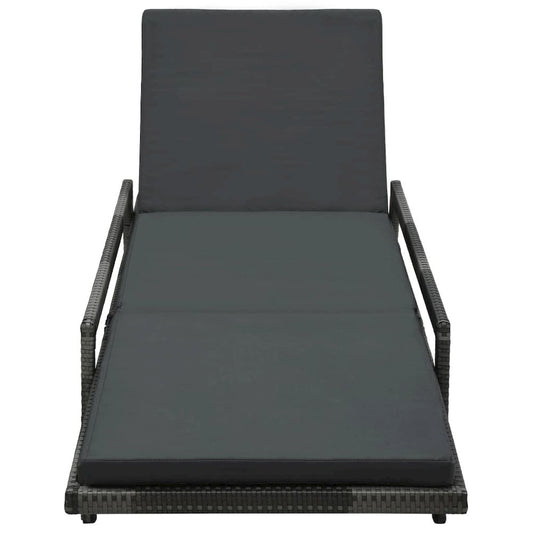 Sunlounger Grey PE rattan Standard Adjustable Footrests