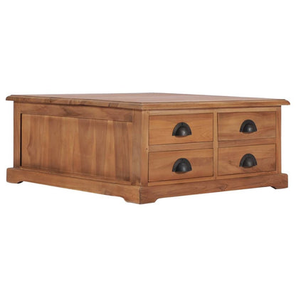 vidaXL Coffee Table 26.8"x26.7"x11.8" Solid Teak Wood, 286274