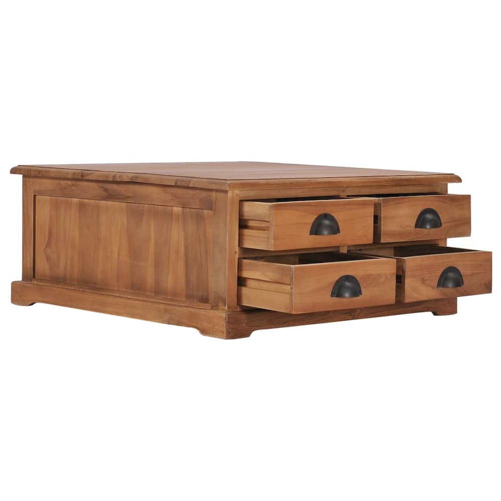 vidaXL Coffee Table 26.8"x26.7"x11.8" Solid Teak Wood, 286274