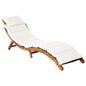 Sun Lounger Cream Solid Acacia Wood Standard Foldable