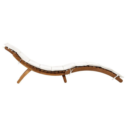 Sun Lounger Cream Solid Acacia Wood Standard Foldable