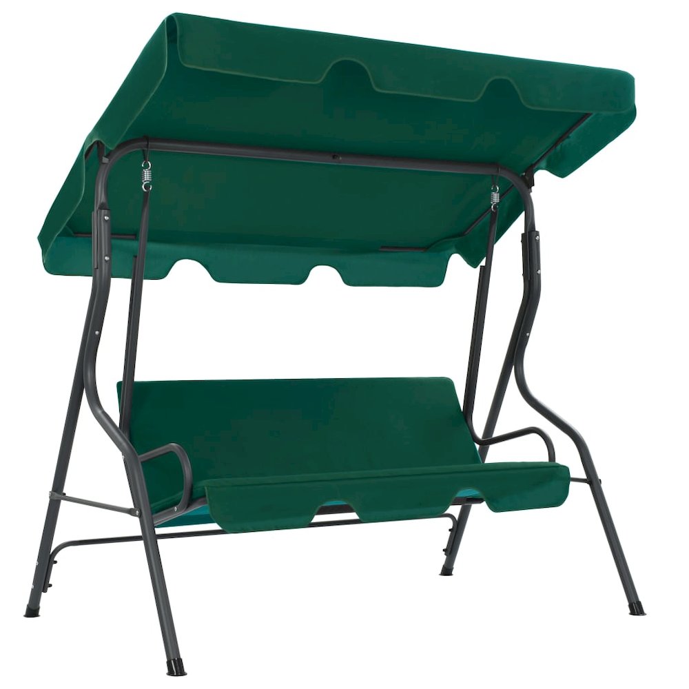 Garden Swing Bench Green Polyester fabric and powder-coated steel