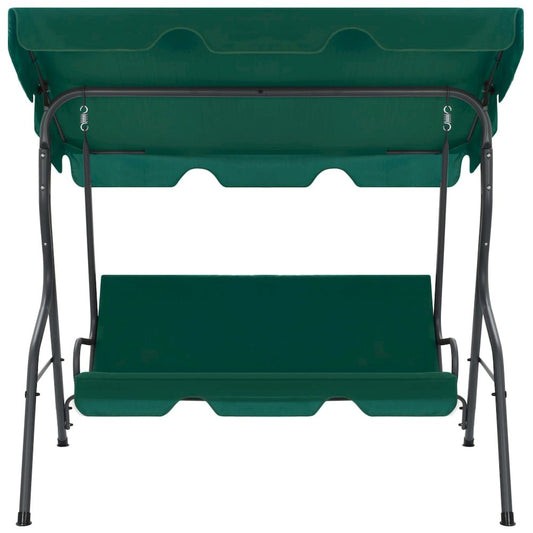Garden Swing Bench Green Polyester fabric and powder-coated steel