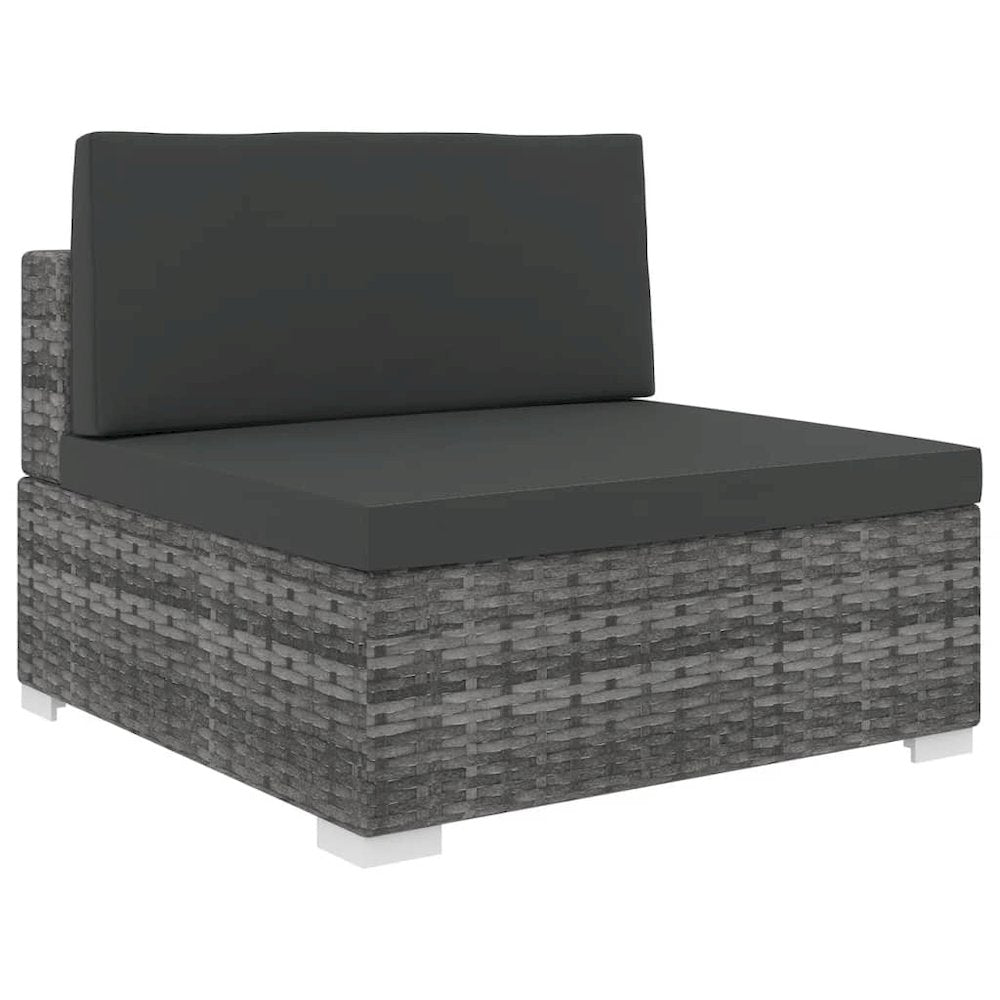 Middle Seat Grey PE Rattan, Polyester, Powder-Coated Steel Medium