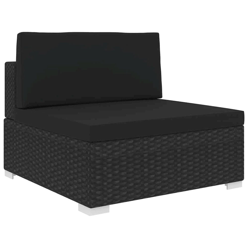 Middle Seat Black PE Rattan Medium Modular Middle Seat Square