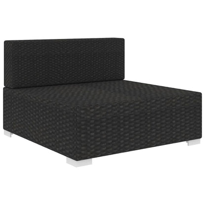 Middle Seat Black PE Rattan Medium Modular Middle Seat Square