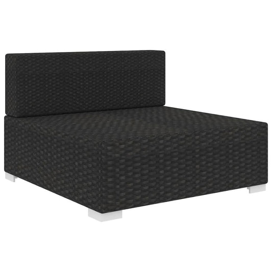 Middle Seat Black PE Rattan Medium Modular Middle Seat Square