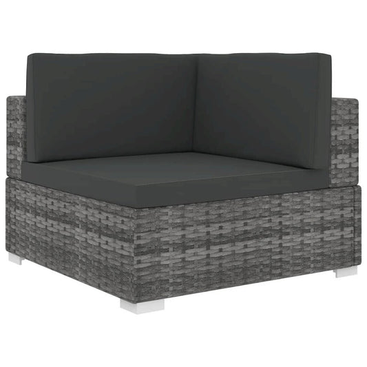 Corner Seat Grey PE rattan and powder-coated steel frame Modular
