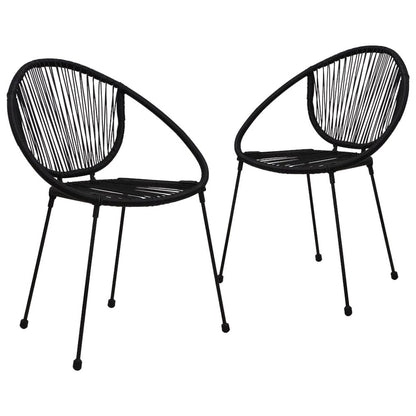 Garden Chair Set of 2 Black PVC rattan, steel Standard