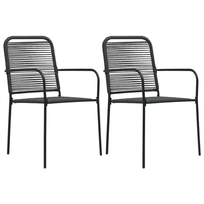 Outdoor Chair Set of 2 Black Cotton rope, Powder-coated steel