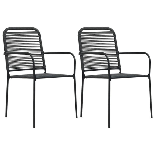 Outdoor Chair Set of 2 Black Cotton rope, Powder-coated steel