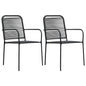 Outdoor Chair Set of 2 Black Cotton rope, Powder-coated steel