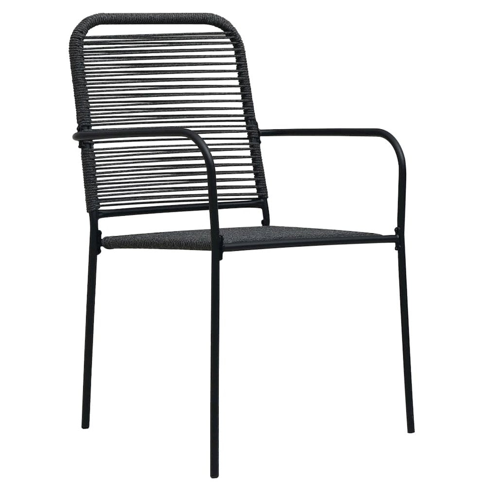 Outdoor Chair Set of 2 Black Cotton rope, Powder-coated steel