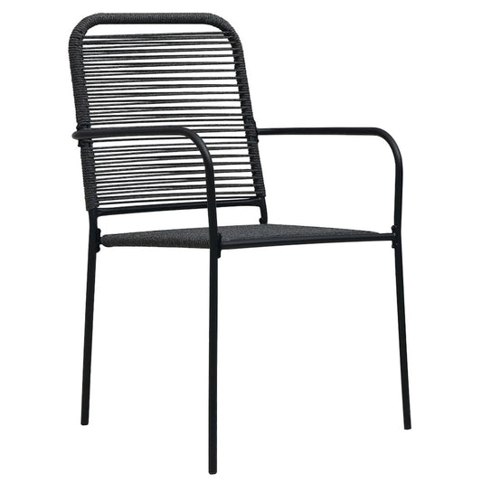 Outdoor Chair Set of 2 Black Cotton rope, Powder-coated steel