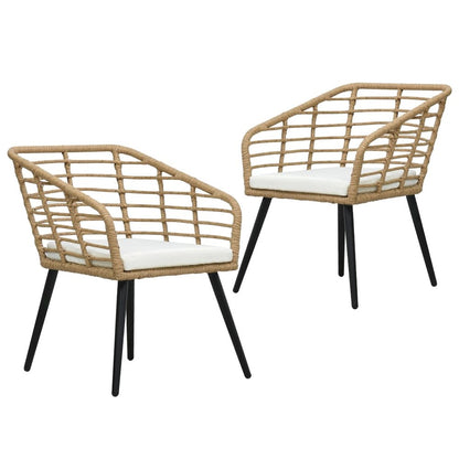 Garden Chair Set of 2 Oak PE rattan Medium Ergonomic