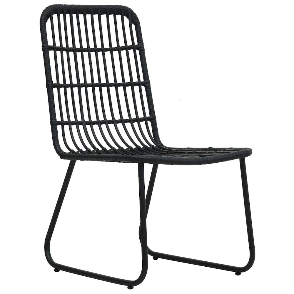 Garden Chair Set of 2 Black PE Rattan, Powder-Coated Steel