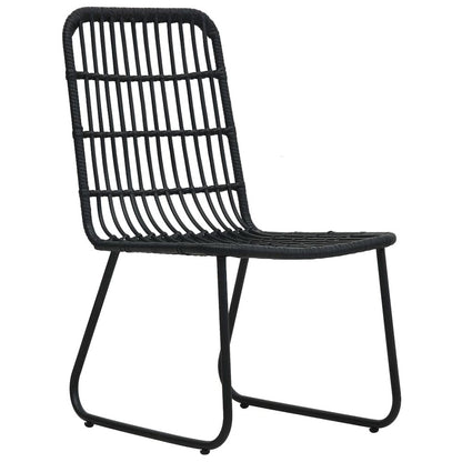Garden Chair Set of 2 Black PE Rattan, Powder-Coated Steel
