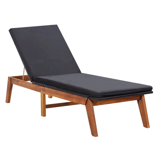 Sunlounger Black and brown PE rattan Standard Height-Adjustable