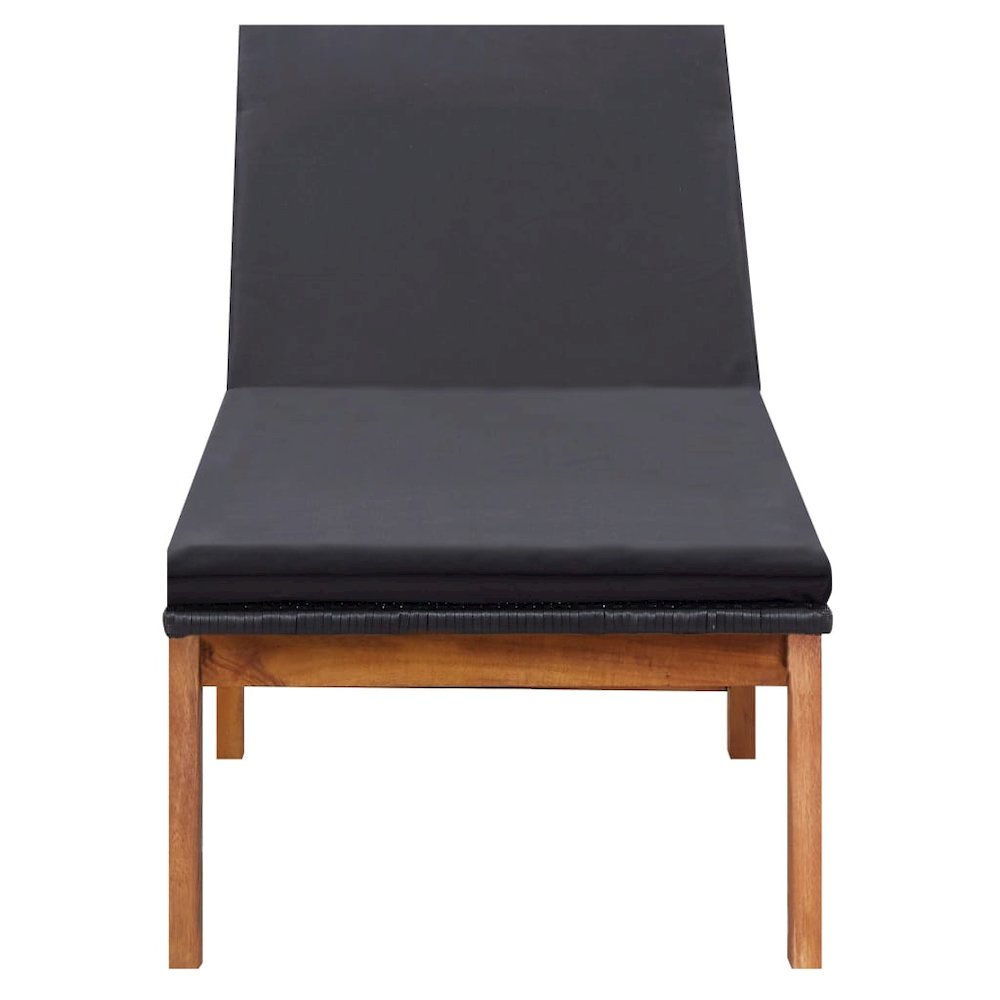 Sunlounger Black and brown PE rattan Standard Height-Adjustable