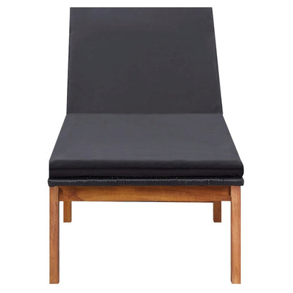 Sunlounger Black and brown PE rattan Standard Height-Adjustable