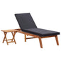 Sunlounger Black and brown PE rattan and solid acacia wood Large