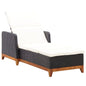 Sun Lounger Black Poly rattan Large Adjustable Armrests