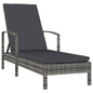 Sun Lounger Grey PE Rattan Large Adjustable Backrest