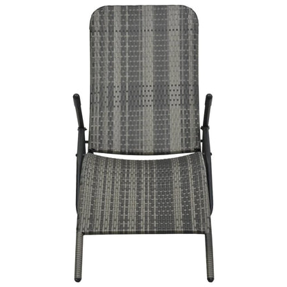 Sun Lounger Grey Made of PE rattan and powder-coated steel