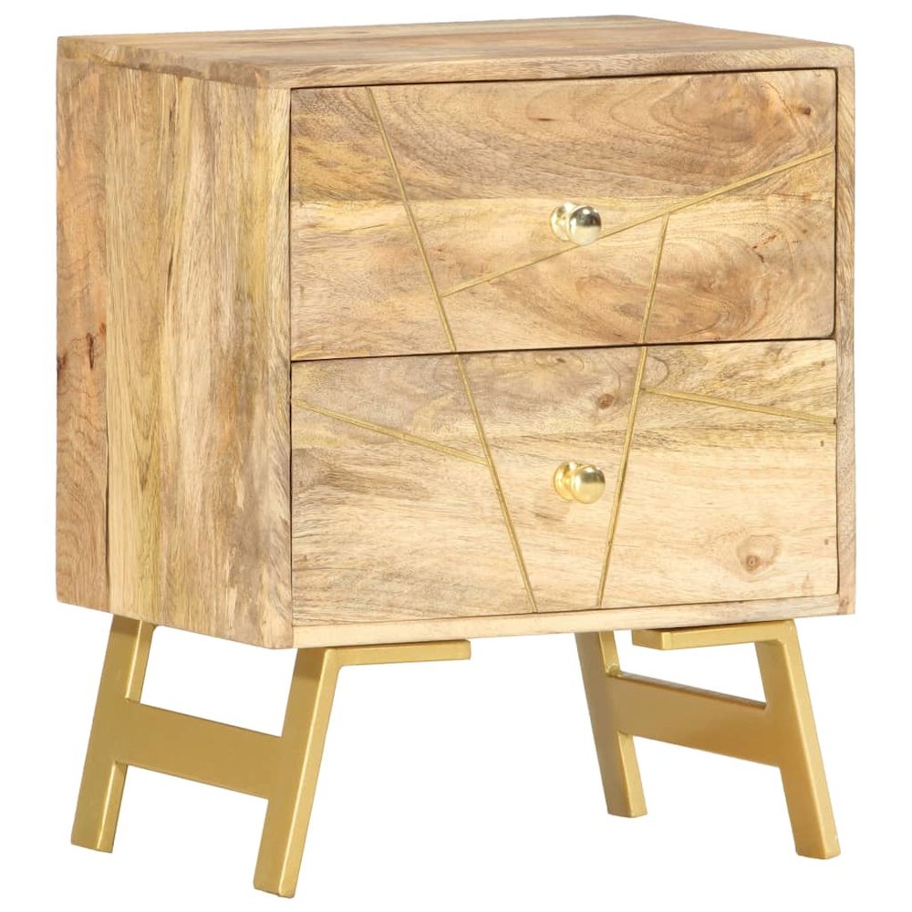 Bedside Cabinet Brown Solid Mango Wood Medium Bedside Cabinet