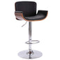 Bar Chair Black and dark brown Faux leather, bent wood, chrome metal