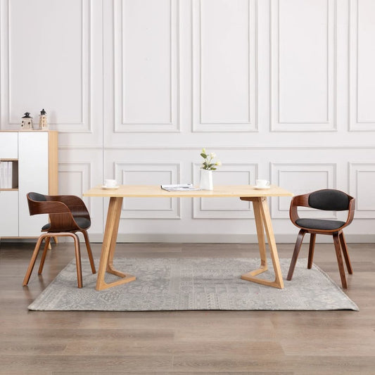 Dining Chairs 2 pcs Bent Wood and Gray Fabric
