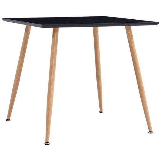 vidaXL Dining Table Black and Oak 31.7"x31.7"x28.7" MDF, 248308