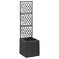 vidaXL Trellis Raised Bed with 1 Pot 11.8"x11.8"x42.1" Poly Rattan Black, 46930