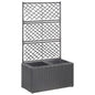vidaXL Trellis Raised Bed with 2 Pots 22.8"x11.8"x42.1" Poly Rattan Black, 46931