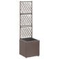 vidaXL Trellis Raised Bed with 1 Pot 11.8"x11.8"x42.1" Poly Rattan Brown, 46936
