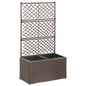 vidaXL Trellis Raised Bed with 2 Pots 22.8"x11.8"x42.1" Poly Rattan Brown, 46937