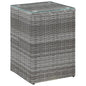 vidaXL Side Table with Glass Top Gray 13.8"x13.8"x20.5" Poly Rattan, 46983