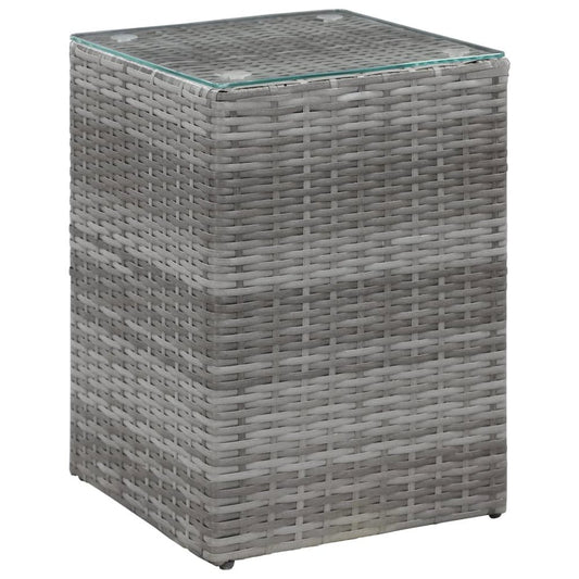 vidaXL Side Tables 3 pcs with Glass Top Gray Poly Rattan, 46985