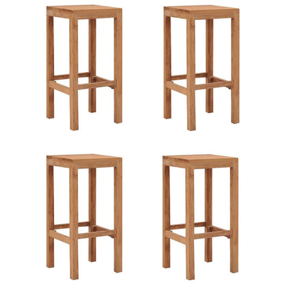 Bar Stool Set of 4 Natural Wood Solid Teak Wood Durable
