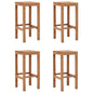 Bar Stool Set of 4 Natural Wood Solid Teak Wood Durable