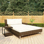 Sun Lounger Brown and Cream Poly Rattan, Powder-Coated Steel, Fabric
