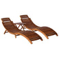 Sunlounger With Table Natural Acacia Solid Acacia Wood Standard