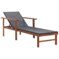 Sunlounger Black PE Rattan, Solid Acacia Wood Standard Sunlounger