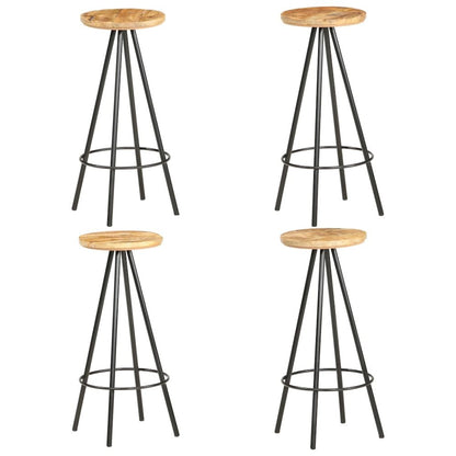 Bar Stool Set of 4 Brown and Black