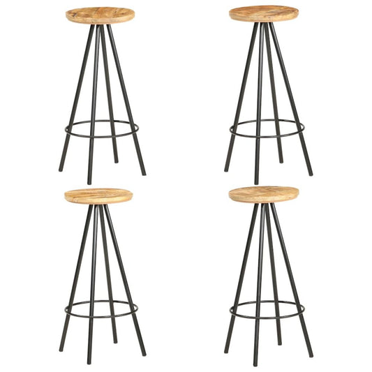 Bar Stool Set of 4 Brown and Black