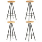 Bar Stool Set of 4 Brown and Black