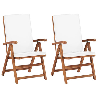 Garden Chair Set of 2 Cream Teak Wood Medium Foldable
