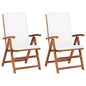 Garden Chair Set of 2 Cream Teak Wood Medium Foldable