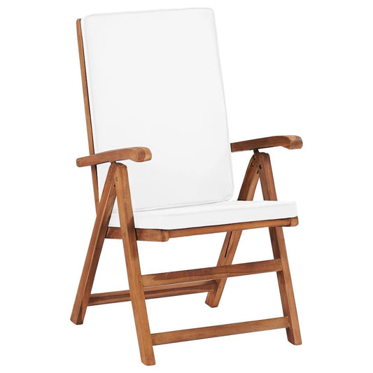 Garden Chair Set of 2 Cream Teak Wood Medium Foldable