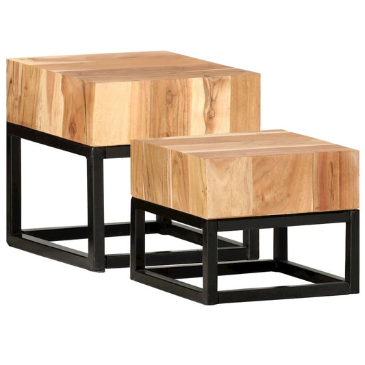 vidaXL Side Tables 2 pcs Solid Acacia Wood, 287351
